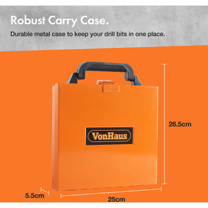 99 Piece HSS Metal Drill Bit Set with Carry Case - Orange by VonHaus