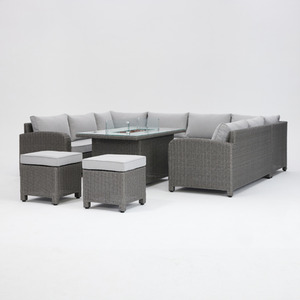 Segrada U-Shaped Garden Furniture - Dark Grey / 8 / Fire Pit Table by GRS