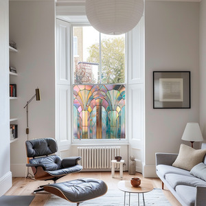Algua Art Deco Stained Glass Privacy Window Film by Creative Printing Solutions