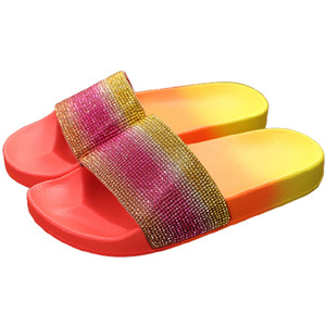Rhinestone Colour Gradient Flat Sandals