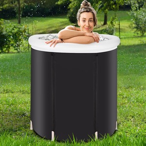 Ice Bath Tub for Cold Water Therapy Recovery Plunge Pool With Lid - Black by Gr8 Home