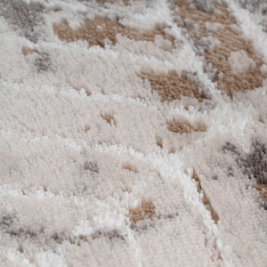 Warm Beige Grey Distressed Abstract Geometric Motif Area Rug by The Rug House