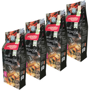 Pack of 4 Bar Be Quick Lumpwood Charcoal 4.5kg - Black by Bar-Be-Quick