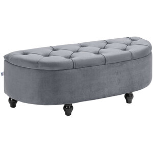 HOMCOM Storage Ottoman Bench Tufted Upholstered Footrest Stool - Dark Grey by HOMCOM