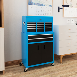 HOMCOM Portable Tool Chest with Wheels Drawers for Garage - Blue by HOMCOM