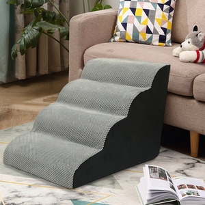 Comfy Non-Slip Pet Steps with Removable Cover - Grey / 46cm by Livingandhome