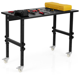 Adjustable Workbench Large Workspace with Casters - Black by Costway