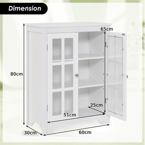 Bathroom Floor Cabinet Freestanding Display Storage Cabinet - White by Costway