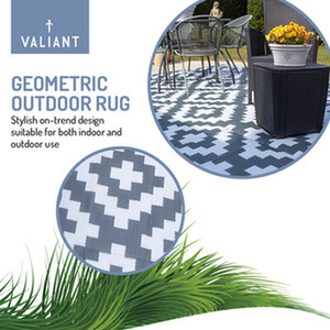 Outdoor Rug for Garden, Decking and Patio - Waterproof - Grey Geometric by Valiant