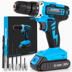 Cordless Drill 20V Li-Ion Battery Electric Screwdriver - Blue by Naerok