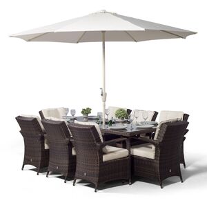 Arizona Square Rattan Patio Dining Set with Ice Bucket Drinks Cooler - Brown / 8 by Giardino