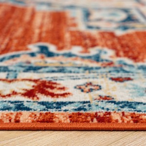 Orange Terra Navy Traditional Medallion Low Pile Soft Living Area Rug by The Rug House