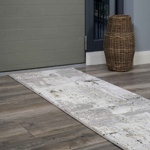 Grey Gold Metallic Distressed Abstract Area Rug by The Rug House