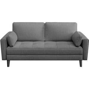 2 Seater Upholstered Sofa Couch with 2 Pillows - Dark Grey by Yaheetech