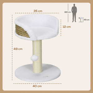 Pawhut Cat Tree Tower with Scratching Posts and Dangling Ball Perch - White by Pawhut