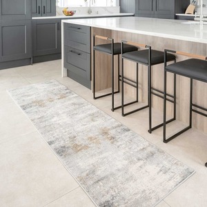 Silver Grey Metallic Distressed Abstract Living Area Rug by The Rug House