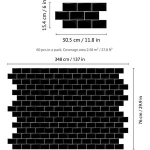 Glossy 3D Tile Stickers - Black / 60 by WALPLUS