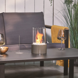 Tabletop Fireplace Bioethanol Fire Pit Round Shape - Grey by VonHaus