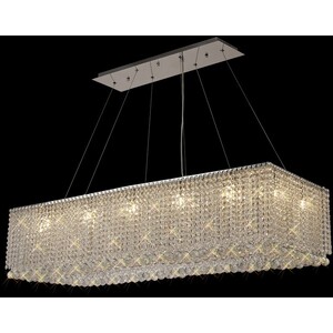 Empire Rectangular Ceiling Pendant Chandelier, 1G9, Polished Chrome, Crystal - Polished Chrome