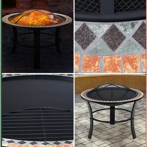 Powder Coated Steel Mosaic Fire Pit - Black