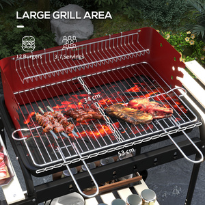 Outsunny 5-Level Grill Height Charcoal Barbecue Grill - Red by Outsunny