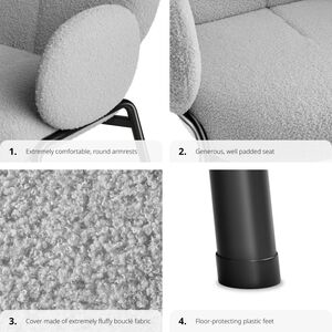 Dining Chair Scandi - Padded Boucle Cover, High Backrest by tectake