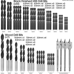 246 Piece HSS Titanium Twist Combination Drill Bit Set - Black by Terratek