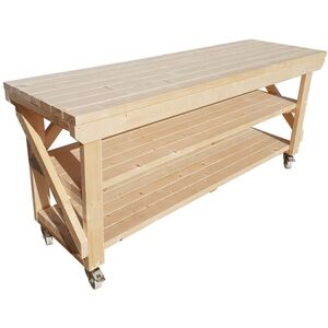 Acorn Wooden Workbench With Double Shelf And Wheels by Arbor Garden Solutions