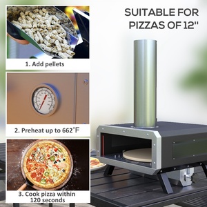 Outsunny Wood Fired Pizza Oven with Rotating Pizza Stone - Black by Outsunny