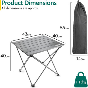 Lightweight Camping Table - Grey / 40cm by Trail