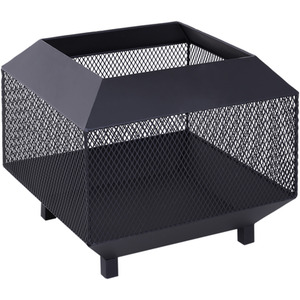 Outsunny Garden Square Firepit Heater Stove - Black by Outsunny