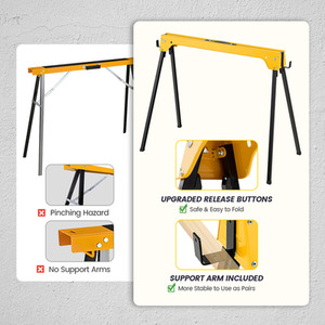 2 Pack Folding Sawhorses-Yellow - Yellow by Costway