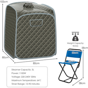 Portable Steam Spa Sauna - Grey by Costway