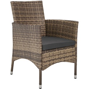 Rattan Garden Furniture Set 81 With Protective Cover - Nature/Dark Grey by tectake