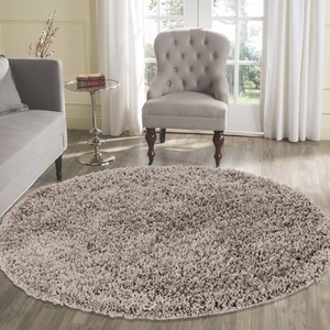 Desire Rugs Plain Living Room Fluffy Shaggy Area Rugs - Light Beige / 120x120 by Desire Rugs
