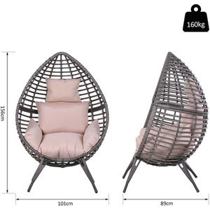 Outsunny Rattan Wicker Teardrop Chair - Pink by Outsunny