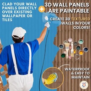 3D Wall Panels (50x50 cm) PVC Cladding Panel in 3D Fluted Line Design by NOVECRAFTO