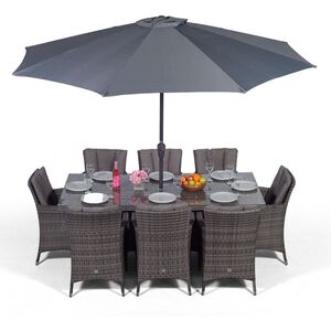 Savannah Square Rattan Patio Dining Set - Grey / 8 by Giardino