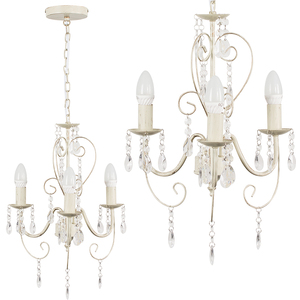 Lille 3 Way White Ceiling Light Chandelier - White by ValueLights