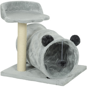 PawHut Cat Tree with Scratching Post Cat Bed Cat Tunnel Toy Ball - Grey by PawHut