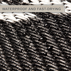 Patterned Outdoor Reversible Garden Rug - Black & White by Relsy