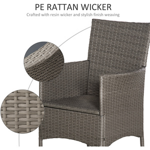 Outsunny 4PC Rattan Chair Patio Sofa Chairs Set - Grey / Metal Polyester Polyethylene by Outsunny