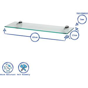 Floating Glass Bathroom Wall Shelves - 60cm - Chrome / 3 by Harbour Housewares