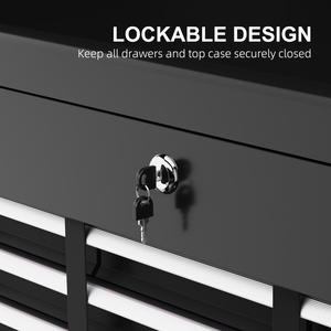 HOMCOM Lockable Metal Tool Chest - Black by HOMCOM