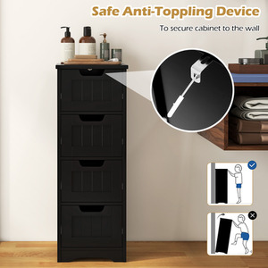 Costway Floor Storage Cabinet Bathroom Cabinet - Black by Costway