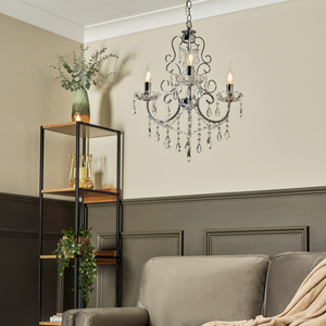 Madonna 3 Light Dual Mount Chandelier with Bulbs - Chrome by Litecraft