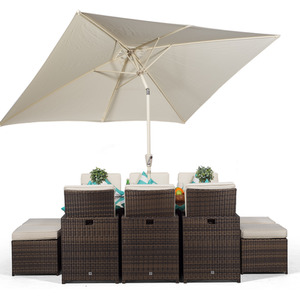 Giardino Rattan Cube Dining Set - Brown / 6 by Giardino