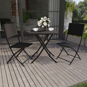 Capri 2 Seater Rattan Bistro Set - Black by Vida Designs