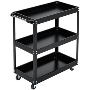 3-Layer Open Tool Storage Trolley - Black by Livingandhome