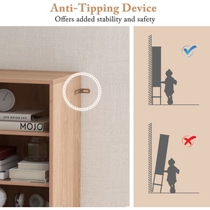 Freestanding Cabinet with Adjustable Shelf - Brown by Costway